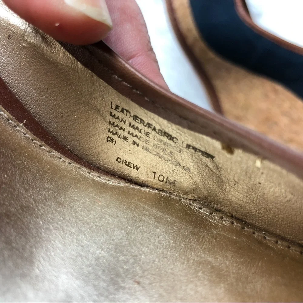 ANTONIO MELANI Blue/Brown/Cork Drew Wedge Sz 10